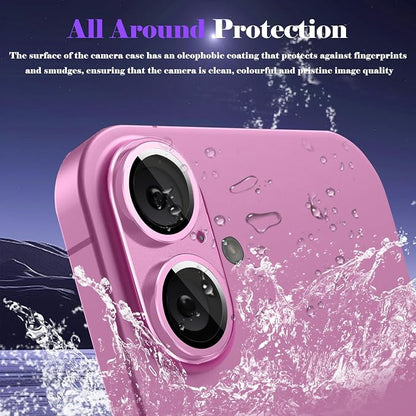 Camera Lens Protector for iPhone 16 / iPhone 16 Plus Camera Lens Protector [Strong Adsorption] [Not Easy to Break] Metal Tempered Glass Rear Camera Screen Cover - Pink