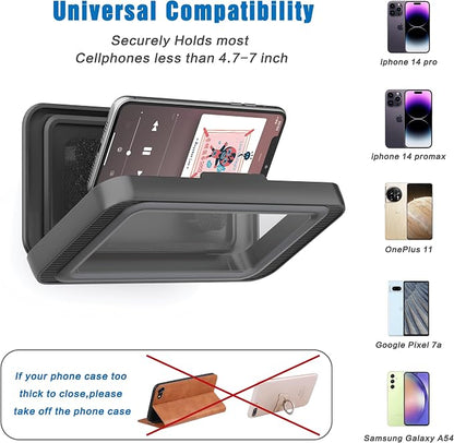 Waterproof Shower Phone Holder with 480° Rotation | Enhanced Sound Quality | Adjustable Arm Stand | Fits up to 7" Screens(Black)