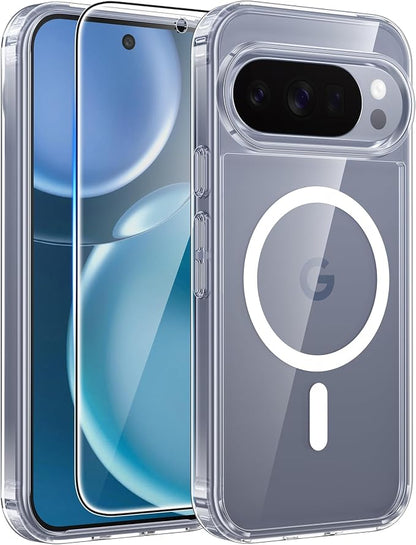 FNTCASE for Google Pixel 10 Pro XL / 9 Pro XL Case, Compatible with Magsafe | Screen Protector, Anti Yellowing, 14FT Military Grade Drop Protection, Shockproof Protective Phone Cover, Transparent Clear