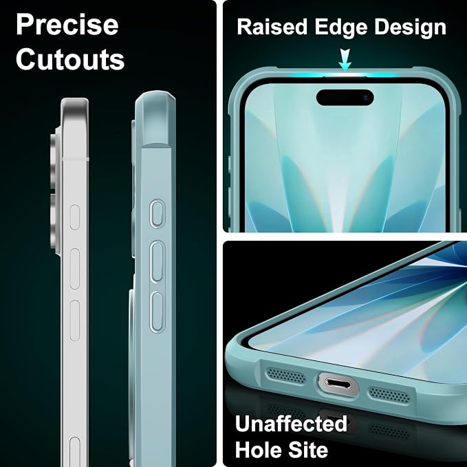 360° Magnetic Swivel Ring for iPhone 17 case, Built-in Metal Stand and Ring Holder, Magsafe Compatible, Military Grade Protection, Shock and Vibration Resistant-Lake Blue