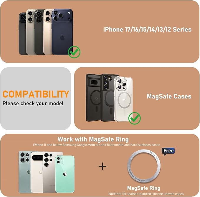 Magnetic Tripod for iPhone, Aluminium Phone Tripod Stand Compatible with Magsafe iPhone 17/16/15/14/13/12 Series, Foldable Strong Magnetic Phone Stand & Travel Essentials Accessories