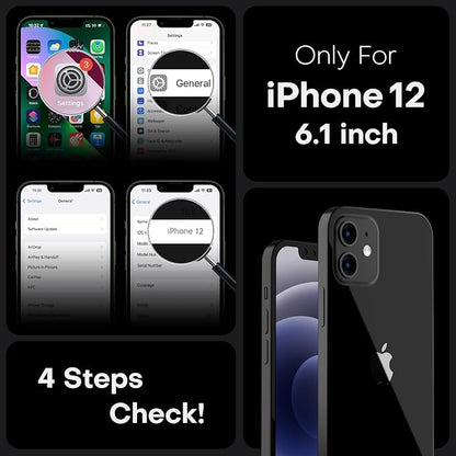 TOCOL for iPhone 12 Case, Compatible with Magsafe, Full Camera Protection, Built-in Magnetic Ring, Translucent Matte Phone Case for iPhone 12 6.1 inch (Black)