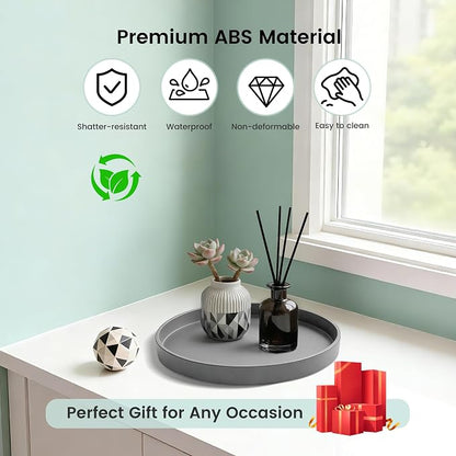1 Pack 9" Bathroom and Vanity Tray, ABS Bathroom Counter Organizer, Coffee Table Decor for Perfume, Candles, Keys &More. Kitchen Countertop Organizer, Decorative Tray Soap Holder, Grey