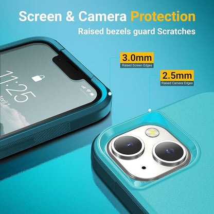 jaroco for iPhone 13 Case & iPhone 14 Case & iPhone 15 Case [Heavy Duty Protection][Compatible with MagSafe][Military Grade Drop Protection][Shockproof] with Non-Slip Removable Phone Cover 6.1''-Teal