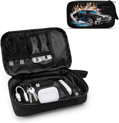 Racing Car Print Electronic Organizer Travel Organizer Bag Electronics Accessories Cases Storage Bag Waterproof for Cable USB SD Card Power Bank Earphone