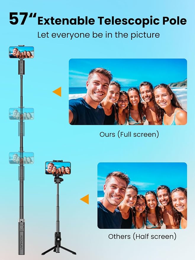 AOCHUAN Face Tracking Tripod for iPhone & Android,57'' Expandable 360 Rotation Selfie Stick that Follows Your Movement Rotation w/Remote, No APP, Phone Tripod Recording for YouTube, TikTok,Smart M3