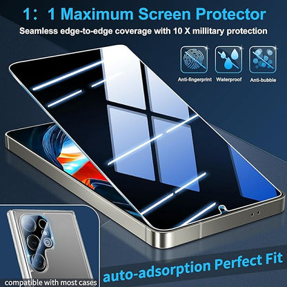 3 Pack Privacy Screen Protector for Samsung Galaxy s25 ultra Tempered Glass + 2 Pack Camera Lens Protector, True 25°Anti Spy, Military Grade Shatterproof, 9H+ Hardness, Auto Alignment Frame 6.9"