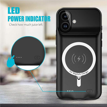 Battery Case for iPhone 17,Full Encircle 10000mAh High Capacity Rechargeable Portable Charger Case Extended Battery Pack Compatible with iPhone 17 (6.3 inch) Wireless Charging Cover with Carplay-Black
