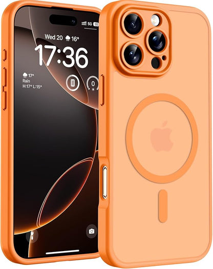 TOCOL for Phone 16 Pro Max Case, Compatible with Magsafe Charger, Full Camera Protection, Drop Protection, Translucent Matte Phone Case for iPhone 16 Pro Max 6.9 inch (Orange)