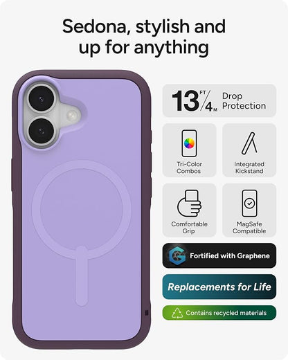 ZAGG Sedona Snap Case for iPhone 17 - Purple Dusty Grape, Drop Protection (13ft/4m), Graphene-Reinforced Multi-Layer Protection, MagSafe Phone Case with Impact-Absorbing Bumpers, Slim