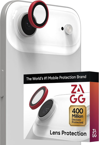 ZAGG iPhone Camera Lens Protector for iPhone Air - Red, Camera Ring, Maximum Impact & Scratch Protection, Anti-Reflective Technology, Smudge-Resistant, Precise Fit, Glass Elite