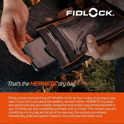 FIDLOCK Hermetic Armband Phone Dry Bag - Waterproof Pouch for Cellphone with Magnetic Self-Sealing Fidlock Closure, Full Touch Functionality through the Case with Optional Arm Width Extension Included