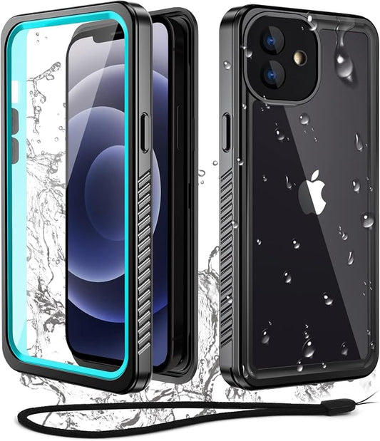WIFORT for iPhone 12 Waterproof Case - [Certified Water Proof & Military Protection] with [Built-in Screen Protector], Full Body Shockproof Phone Case Cover for iPhone 12 6.1" - Teal