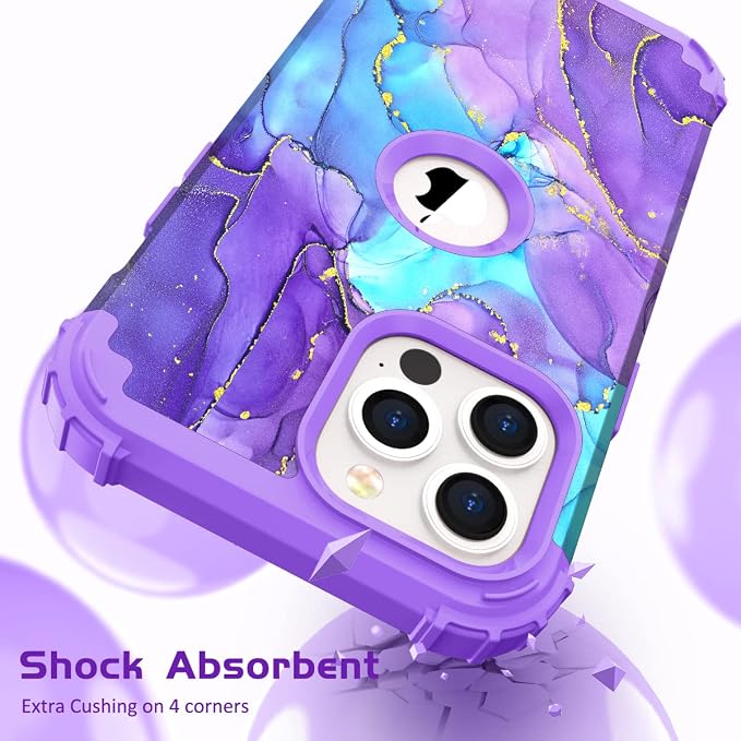 Hocase for iPhone 13 Pro Case, Heavy Duty Shockproof Protection Soft Silicone Rubber+Hard Plastic Bumpers Hybrid Protective Case for iPhone 13 Pro 6.1" 2021 - When Purple Meets Blue