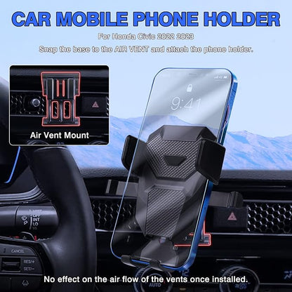 Karltys Car Phone Holder, Air Vent Dash Car Phone Mount Thick Case Friendly, Hands Free Phone Holder for Honda Civic 2022-2025 2026 11th Gen. Interior Accessories