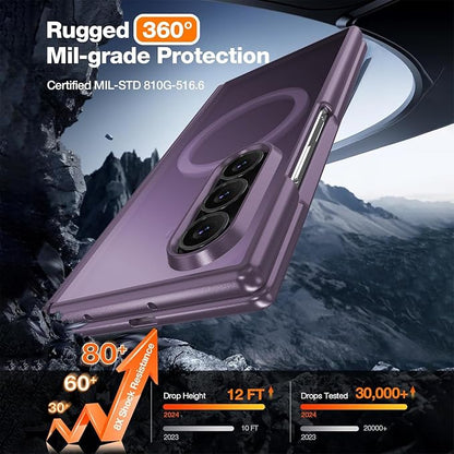 WRJ Magnetic for Samsung Galaxy Z Fold 7/Fold 8 Ultra Case,Dark Purple | Fit for Magsafe,Buit-in Screen Protector,Full Hinge Protection,Military Grade Drop Protection,Slim Shockproof Phone Case