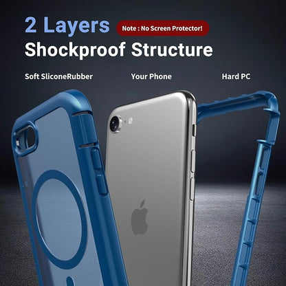 jaroco Magnetic for iPhone SE Case 3rd/2rd,iPhone 8/7 Case, [Compatible with MagSafe][Military Grade Drop Protection][Heavy Duty Protection][Non-Slip] 2-Layer Bumper Phone Case 4.7''-Deep Blue
