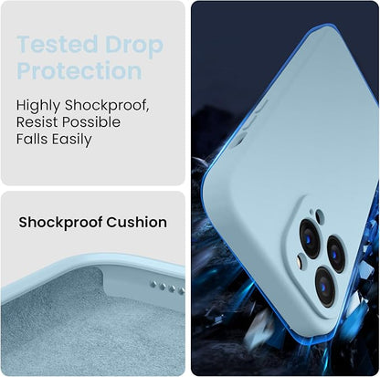 FireNova Designed for iPhone 14 Pro Max Case, Silicone Upgraded [Camera Protection] Case, Soft Anti-Scratch Microfiber Lining Inside, 6.7 inch, Sky Blue