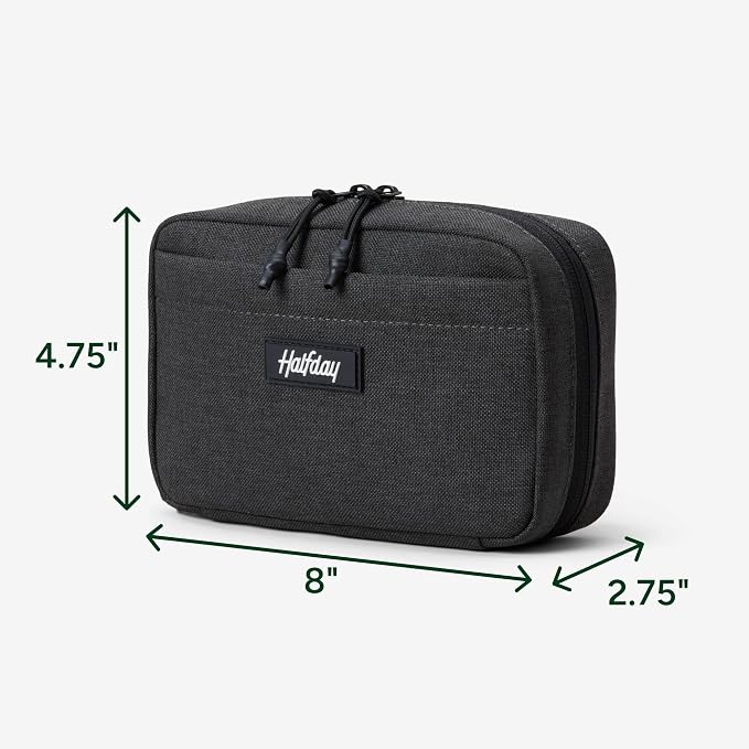 Halfday Sidekick Tech Organizer Kit: Flip-Out Kickstand for Phone/Tablet, Zip-Flat Pouch with Power Mesh & Elastic for Cable & Charger (Splash-Resistant Travel Electronics Accessories Case), Shadow