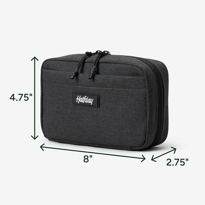Halfday Sidekick Tech Organizer Kit: Flip-Out Kickstand for Phone/Tablet, Zip-Flat Pouch with Power Mesh & Elastic for Cable & Charger (Splash-Resistant Travel Electronics Accessories Case), Shadow