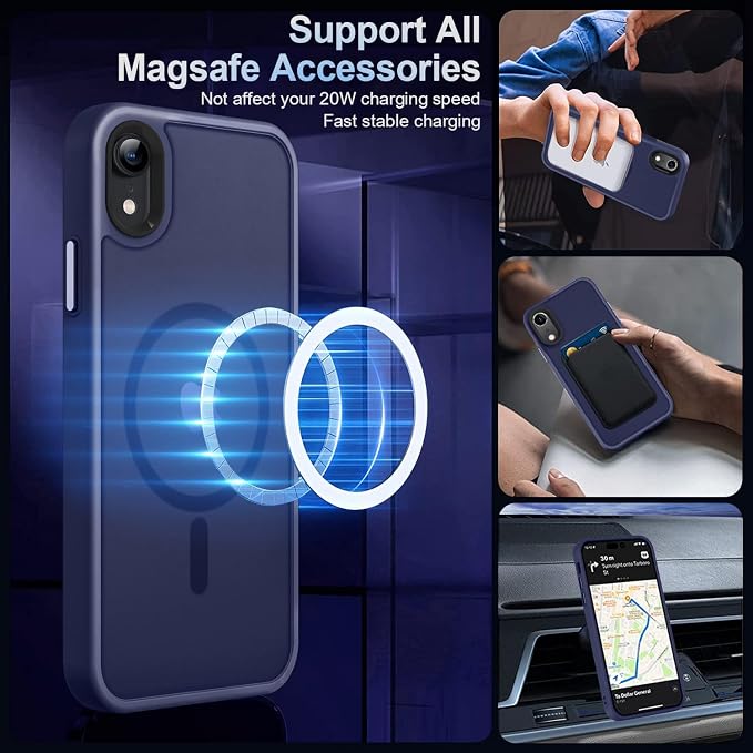 MOCCA Strong Magnetic for iPhone XR Phone Case, [Compatible with Magsafe][Mil-Grade Drop Protection] Slim Thin Translucent Matte Protective Cover Case for iPhone XR Case 6.1'', Deep Blue