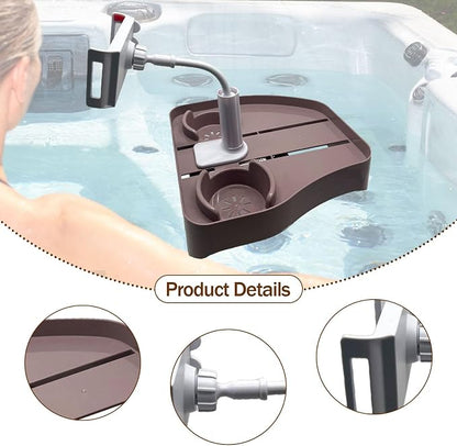 MYCENSE Hot Tub Tray Phone Stand, Waterproof Adjustable Hot Tub Accessories with Cup Holder, Serving Tray for Park, Camping Yard