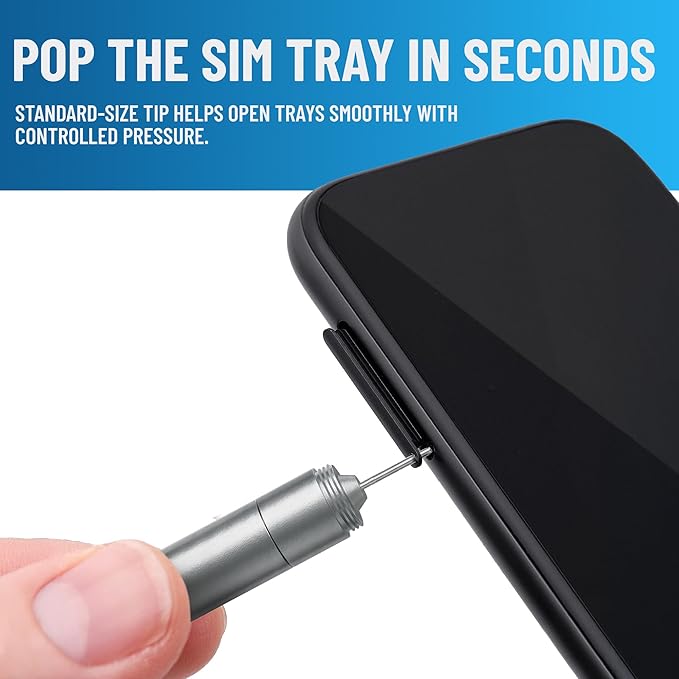 PortPlugs SIM Tray Ejector Tool + Charging Port Cleaning Brush for Phones & Earbuds - SIM Card Removal Tool, Reset Pin, AirPods Utility