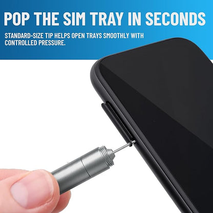 PortPlugs SIM Tray Ejector Tool + Charging Port Cleaning Brush for Phones & Earbuds - SIM Card Removal Tool, Reset Pin, AirPods Utility