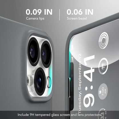 GONEZ Magnetic for iPhone 13 Pro Max Case, Compatible with MagSafe, [Screen Protector + Camera Lens Protector], Silicone Shockproof Anti-Scratch Protective Phone Case 6.7 inch, Dark Grey