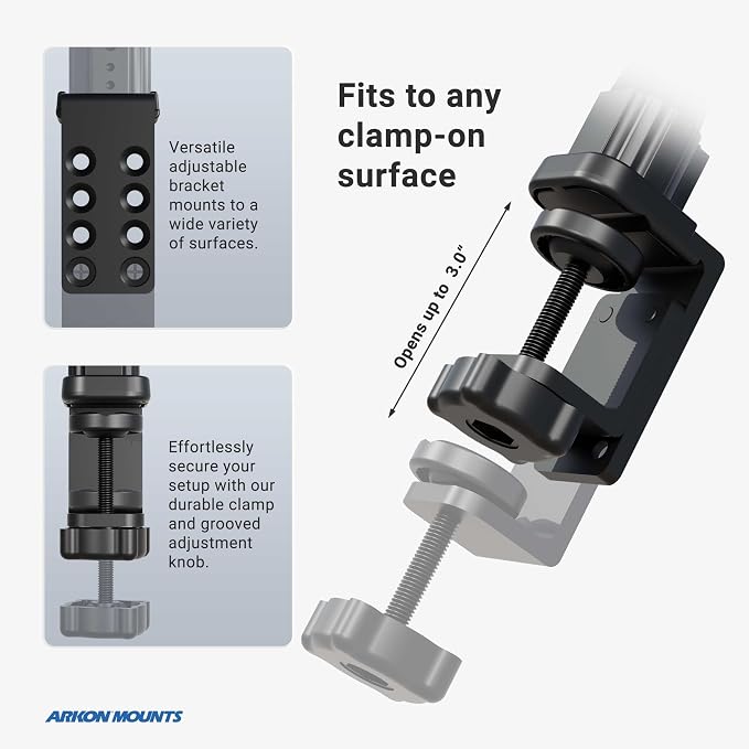 ARKON Mounts - Heavy Duty Tablet Holder with Clamp Mount and 12-Inch Bendable Gooseneck Arm | Versatile Tablet Stand with Easy Install & Durable Support | Securely fits iPad, Galaxy, Note, and more