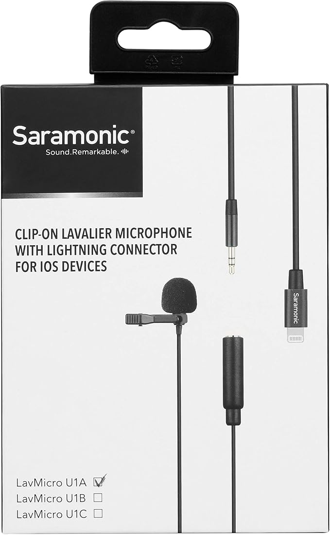 Saramonic LavMicro U1A | Lavalier Microphone with Lightning for Apple iPhone, or iPad with a Built-in 6.6-Foot (2m) Cable for Vlogging, Interviews, YouTube, TikTok, Live Streaming