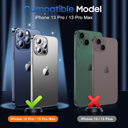 UniqueMe 3 Packs Compatible for iPhone 13 Pro Max/iPhone 13 Pro Camera Lens Protector Acrylic [Not Glass],[Case Friendly][Scratch-Resistant][Night Shooting Mode]-Glitter Silver