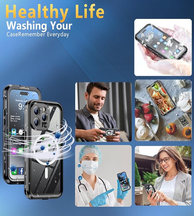 for iPhone 15 Pro Max Case Waterproof | Shockproof Dust Proof Phone Case Cover with Screen Protector for iPhone 15 Promax - Clear