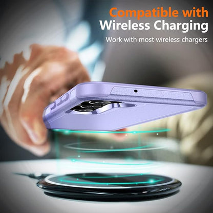 SPIDERCASE Designed for Samsung Galaxy S23 Case, [10 FT Military Grade Drop Protection], 2 Pack [Tempered Glass Screen Protector+Camera Lens Protector] Heavy Duty Shockproof Case, Light Purple