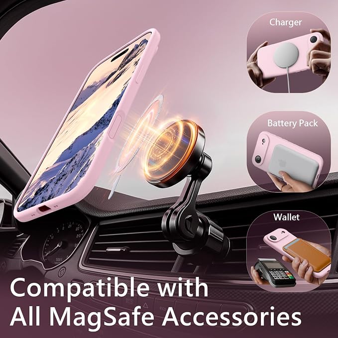 FireNova Magnetic for iPhone Air Case, Compatible with MagSafe, [Integrated Silicone Camera Control Button] [Camera Protection] Microfiber Lining Phone Case for iPhone 17 Air, 6.5", Chalk Pink