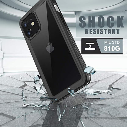 Diverbox for iPhone 12 Waterproof Case,Waterproof Shockproof Dustproof IP68 Full-Body Hard Case Built-in Screen Protector Underwater Outdoor Waterproof Cover for iPhone 12,6.1 in (Black)