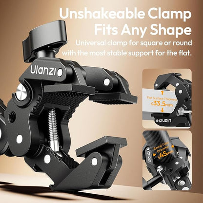ULANZI 22'' CO78 Magic Arm w Desk C Clamp, Camera Mount Articulating Friction Arm w Super Clamp, 1/4" & ARRI Pins, Overhead Phone Mount Holder Stand, 1kg f Phone & Action Cam, Video Light