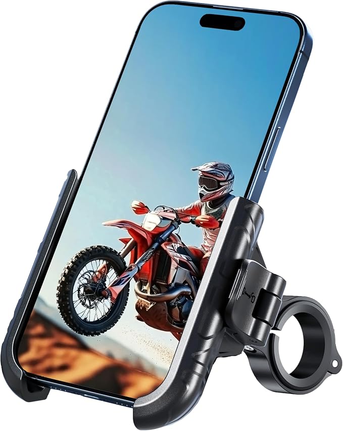 Bike Phone Mount Holder No Block Camera Motorcycle Cell Phone Holder Quick Lock 360° Rotate for iPhone 16 Pro Max for Samsung S25 Ultra 5.4''-7.2'' Smartphone