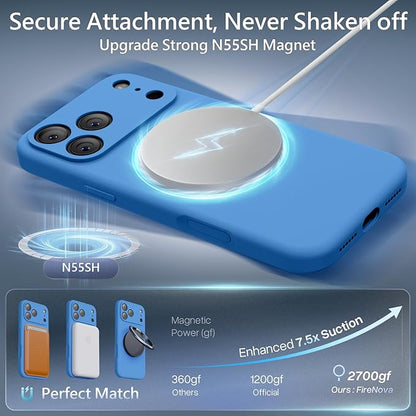 FireNova Magnetic for iPhone 17 Pro Case, Compatible with MagSafe, [Integrated Silicone Camera Control Button] [Camera Protection] Anti-Scratch Microfiber Lining Phone Case, 6.3", Blue