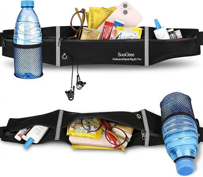 SooGree Slim Running Belt Sport Fanny Pack for Women Men,Outdoor Reflective Waist Pack Runner Pouch Belt, Zipper Waterproof Running Phone Holder Jogging Pouch for Phone Money Belt Waist Bag (Gray)