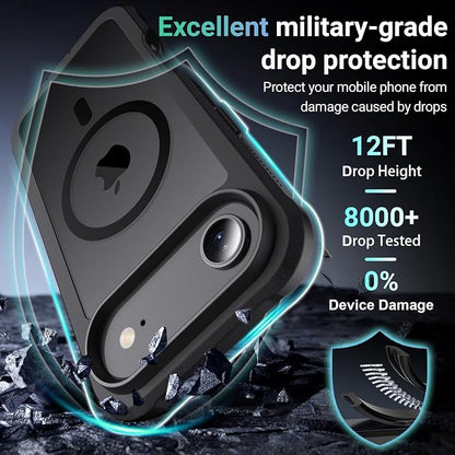 jaroco Magnetic for iPhone Air Case, [Compatible with MagSafe][Military Grade Drop Protection][Heavy Duty Protection][Non-Slip][Shockproof] 2-Layer Durable Bumper Phone Case 6.5''-Black