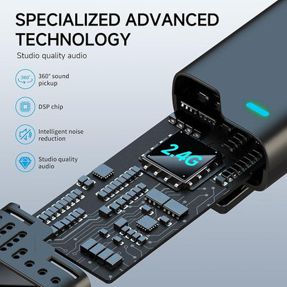 2 in 1 Professional Wireless Lavalier Microphone for Android, iPhone iPad with Charging Case Noise Cancellation Plug-Play Clip on Lapel Mic for YouTube, Recording, Vlog, Facebook Live Streaming