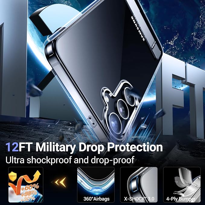 Temdan Designed for Samsung Galaxy S24 Case,[Built in Hidden Kickstand][Military Grade Drop Protection] [Never Yellowing] Slim Thin Phone Case for Galaxy S24 Case 6.2 Inch - Crystal Clear