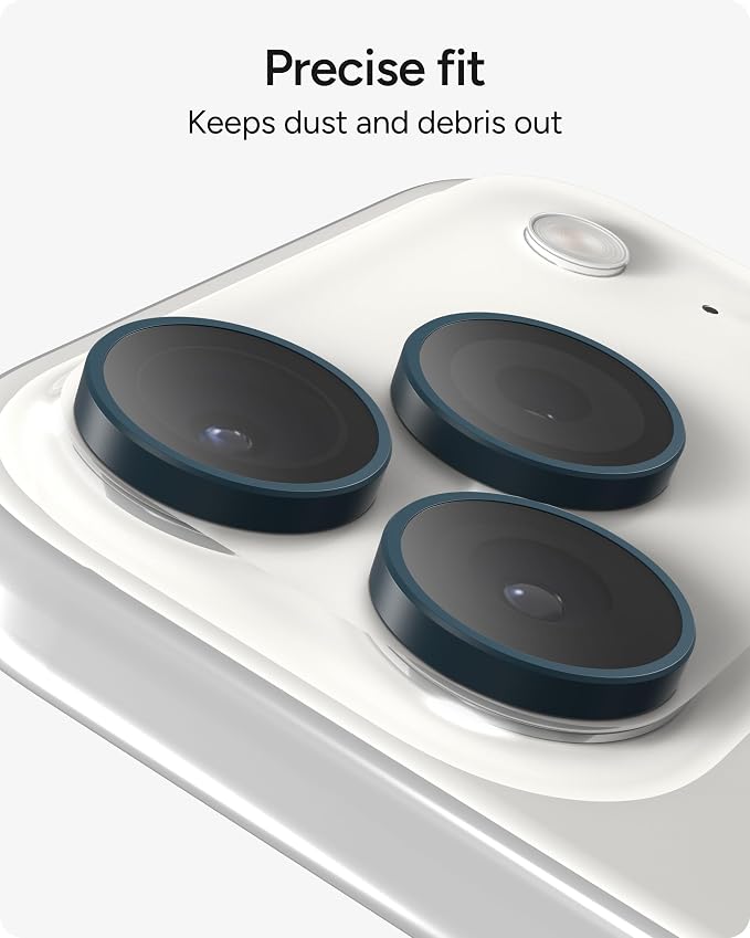 ZAGG iPhone Camera Lens Protector for iPhone 17/16/15 Pro and Pro Max Models - Blue, Camera Ring, Maximum Impact & Scratch Protection, Anti-Reflective Technology, Smudge-Resistant, Glass Elite