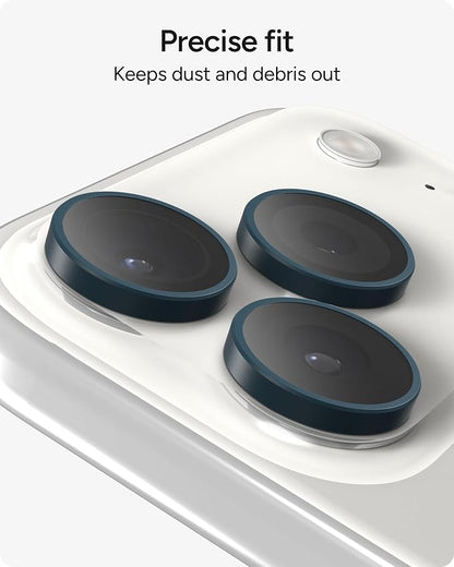 ZAGG iPhone Camera Lens Protector for iPhone 17/16/15 Pro and Pro Max Models - Blue, Camera Ring, Maximum Impact & Scratch Protection, Anti-Reflective Technology, Smudge-Resistant, Glass Elite