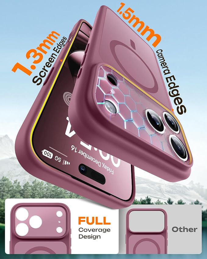 TOCOL for iPhone 17 Pro Case, Compatible with Magsafe Charger, Full Camera Protection, Translucent Matte Phone Case for 17 Pro 6.3 inch (Plum)