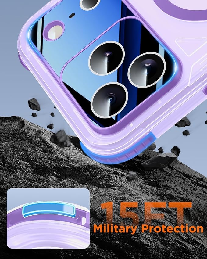 for iPhone 17 Pro Waterproof Case with Magsafe, Built-in [Camera & Screen Protector] [Lanyard], IP68 Water Proof Full Body Dustproof Heavy Duty Frosted Protective Phone Cover, 6.3" Purple