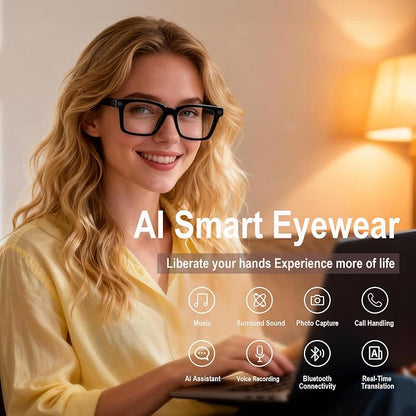 Ai Smart Glasses with Camera and Bluetooth - 4K HD Video Recording, Real-Time Translation, with Color-Changing Lenses for Travel, Sports, Outdoor Use