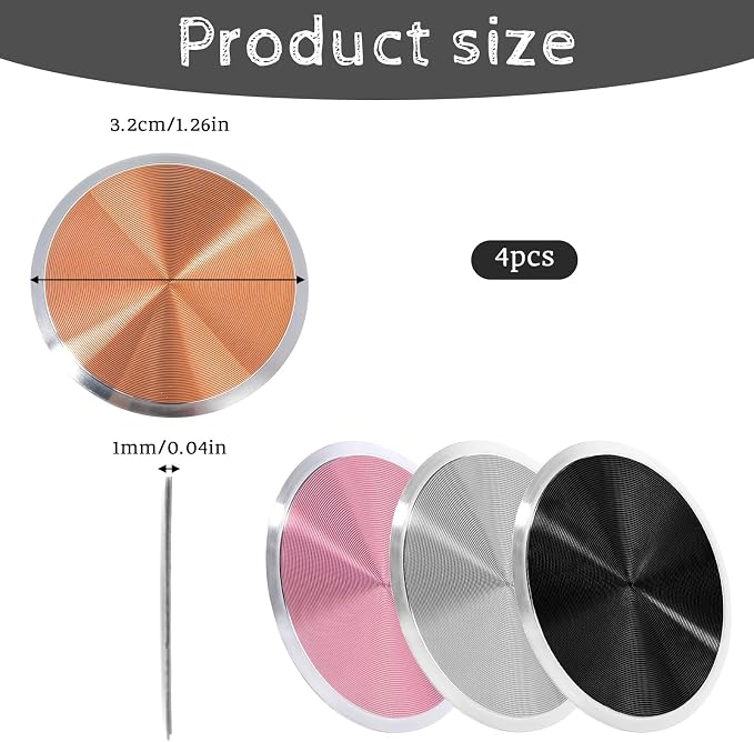 Phone Plate, 4 Pack Round Magnetic Plate 1.26 Inch (3.2cm) Universal Metal Disc for Magnetic Car Mount, Strong Adhesive Replacement Patch, 4 Colors Pink Gold Silver Black