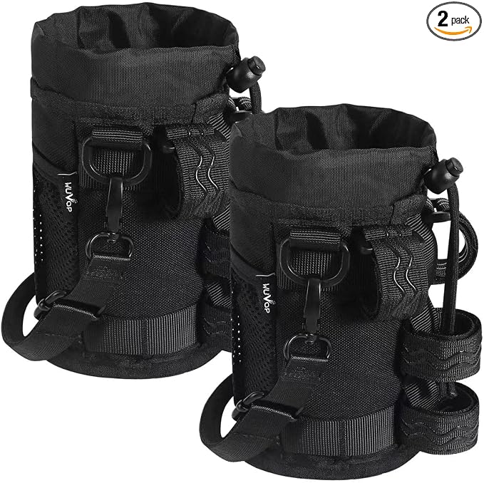 WUVOP Bike Cup Holder, Water Bottle Holder for Bike Handlebar with Mesh Pockets, Universal Cycling Bicycle Water Bottle Drink Cup Cage for Cruiser, Scooter, Mountain Bikes, Road Bikes, Wheelchair